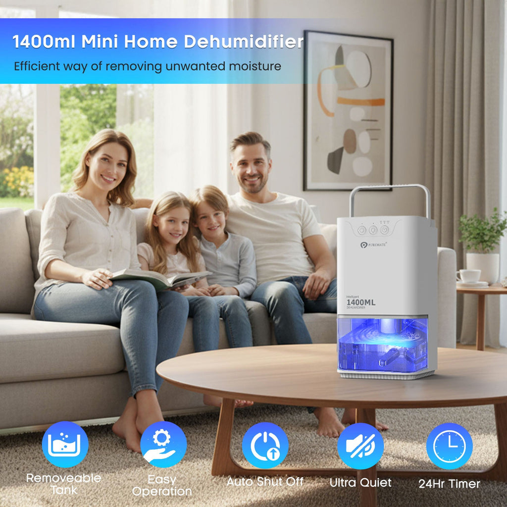 1400ml Mini Dehumidifier for Damp Mould Condensation and Moisture - White