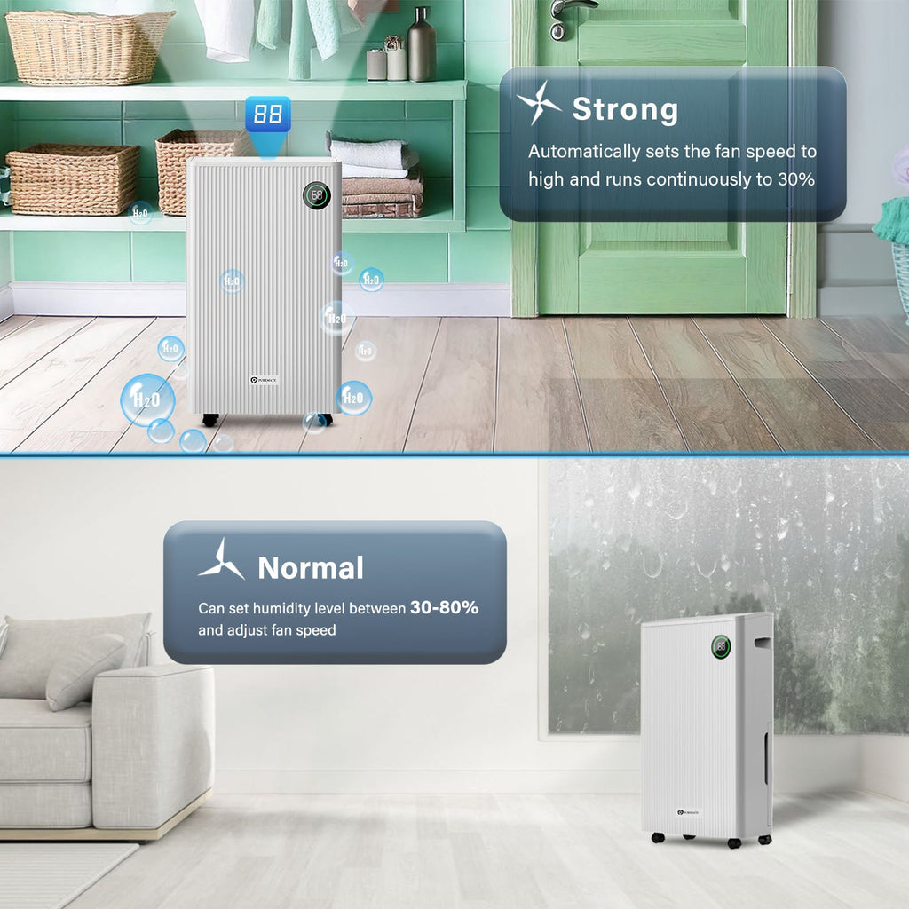 20L Dehumidifier with 5.5 Litre Tank Capacity, Digital Display, Continuous Drainage, Laundry Drying