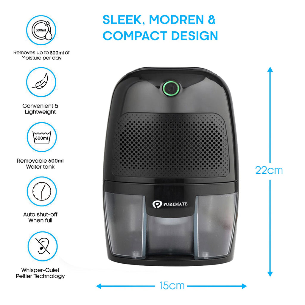 Dehumidifier 600ml Portable Dehumidifier for Home - Black