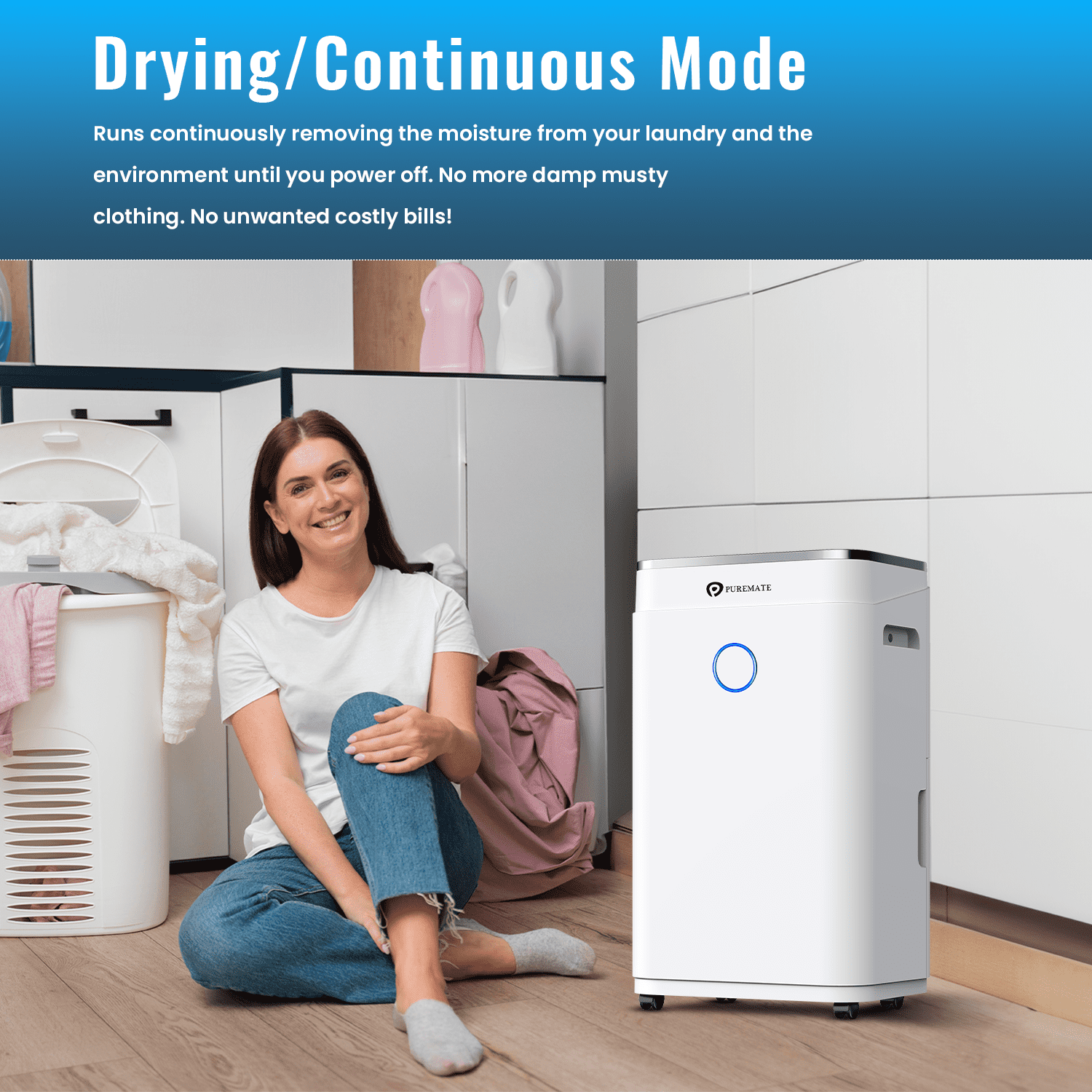 20L Dehumidifier for Home, Adjustable Humidity Sensor, Digital Display, Large 6.5L Tank, Continuous Drainage, Sleep Mode, Laundry Drying, 24H Timer, Ideal for Damp & Condensation