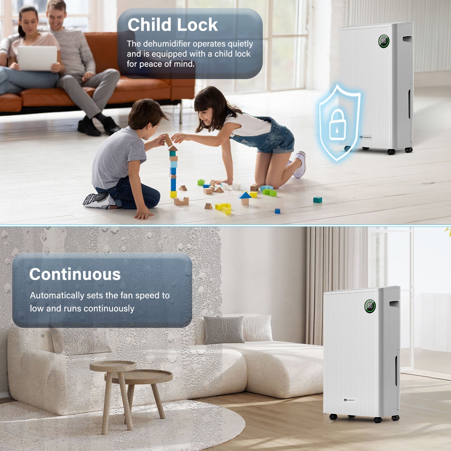 25L Dehumidifier with 5.5 Litre Tank Capacity, Digital Display, Continuous Drainage, Laundry Drying
