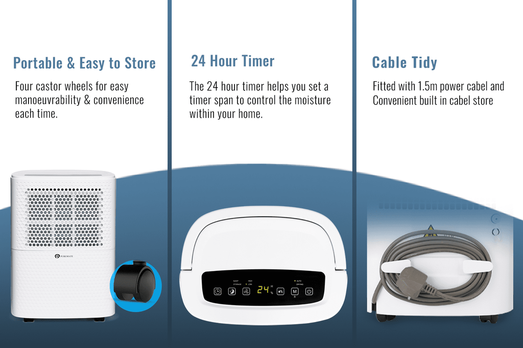 12 Litre Dehumidifier with Air Purifier and Continuous Drainage Hose