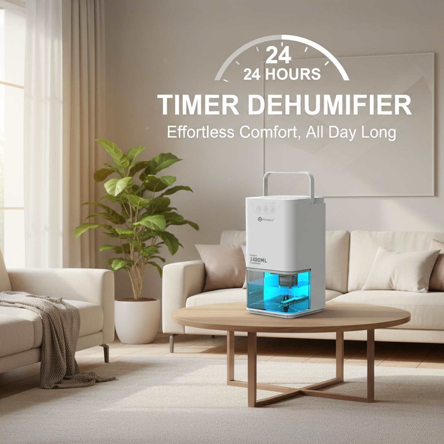 1400ml Mini Dehumidifier for Damp Mould Condensation and Moisture - White