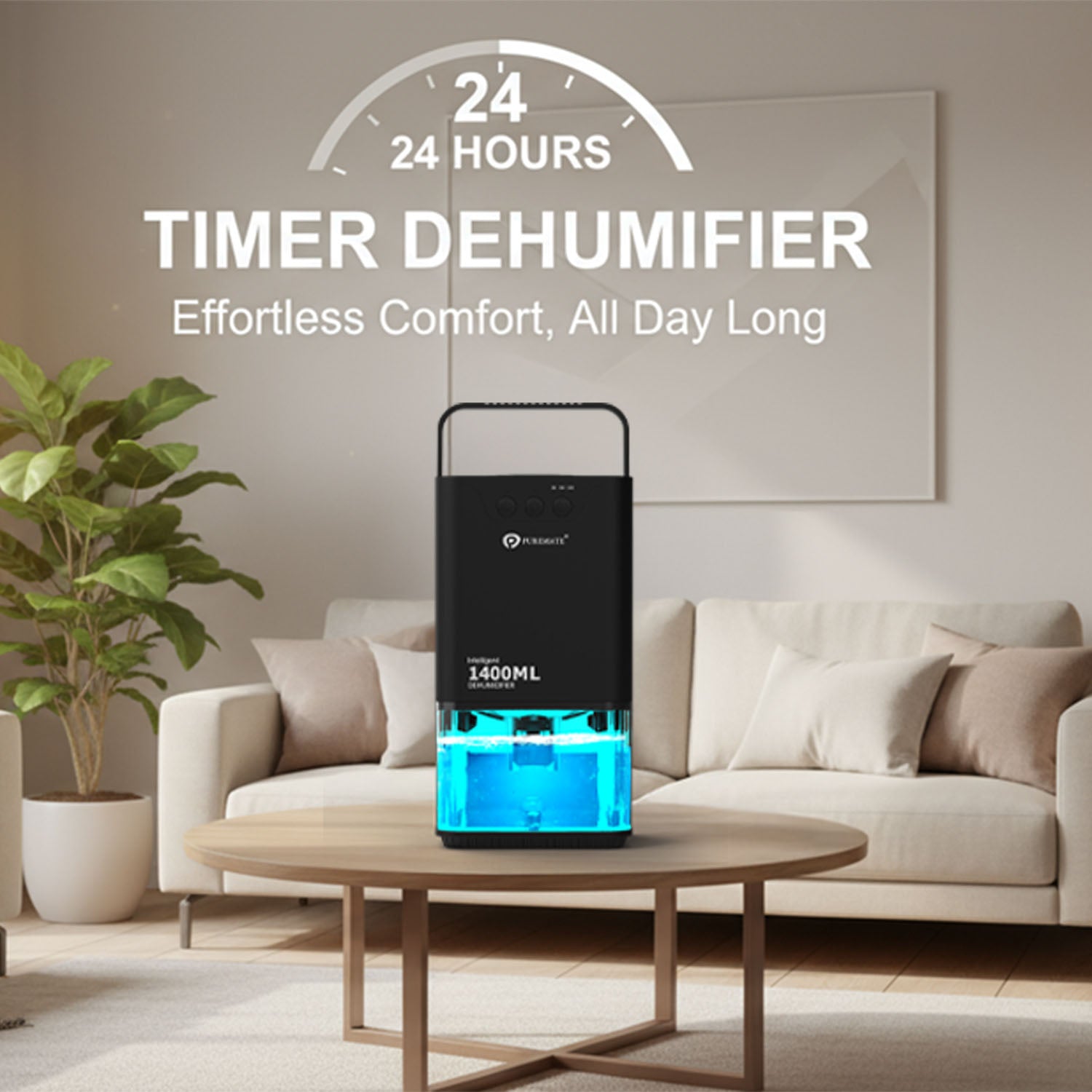 1400ml Mini Dehumidifier for Damp Mould Condensation and Moisture - Black