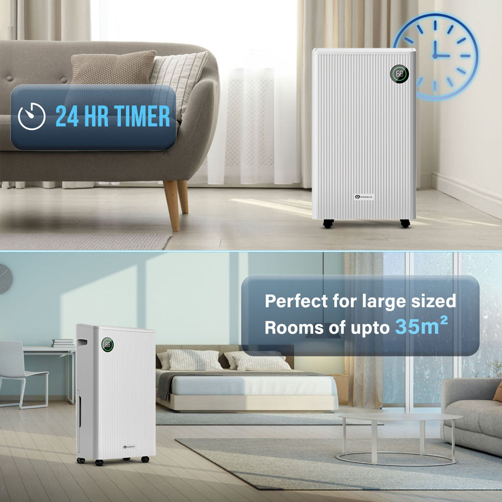20L Dehumidifier with 5.5 Litre Tank Capacity, Digital Display, Continuous Drainage, Laundry Drying
